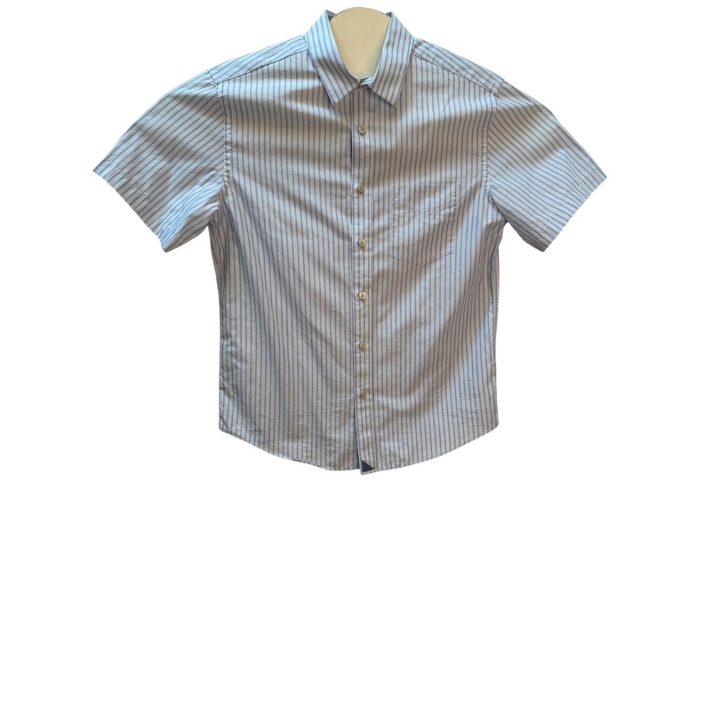 UNTUCKit Mens Small Blue Striped Short Sleeve Slim Fit Button Down Shirt